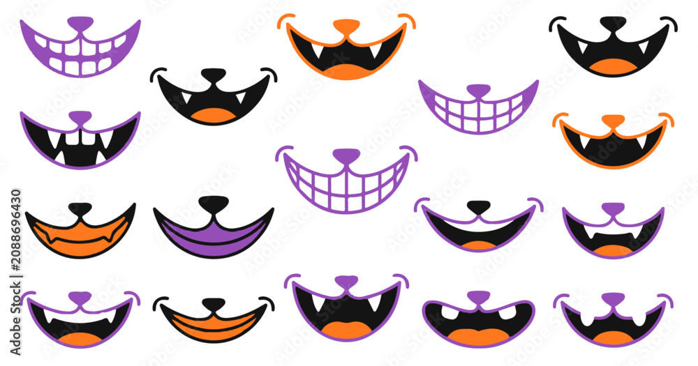 Obraz premium Halloween smiling faces isolated on transparent background
