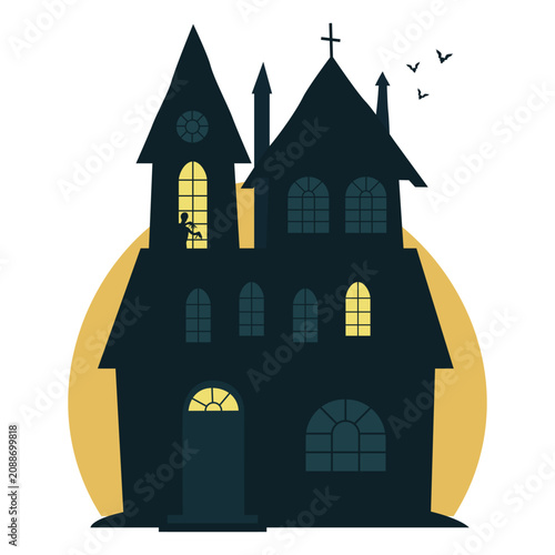 Fotografie Spooky halloween haunted house