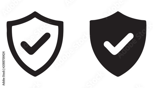 Bild auf Leinwand Shield check mark icon set on transparent background for secure safety symbol and protection design