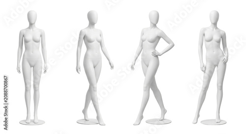 Canvastavla White female mannequin full body figures isolated on transparent background