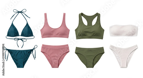 Fotografía Collection of women bikini tops and bottoms isolated on transparent background