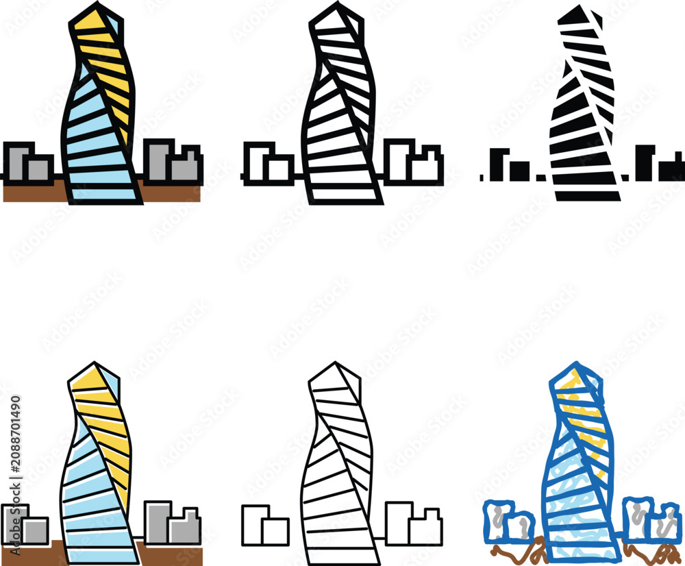 Obraz premium skyscraper modern building color icon vector. skyscraper modern building sign. isolated forms symbol