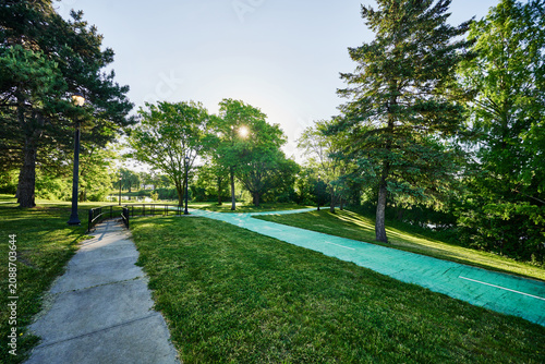 The Corning Riverfront Park multi-use path located in Albany, New York