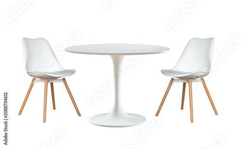 white table and chairs isolated on white background