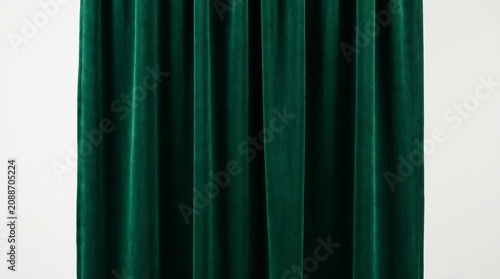 Dark green velvet curtains, close-up fabric