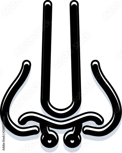 Tableau sur toile Stylized nose illustration featuring a septum piercing and nostril rings, ideal