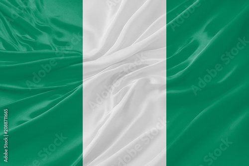 Obraz na płótnie Nigeria Flag Waving Textures Silk Background