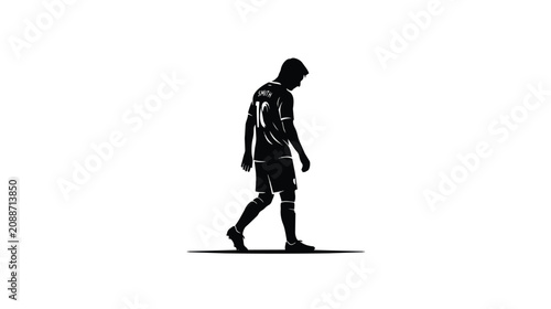 Schilderij op canvas Soccer player silhouette walking with head down, disappointed football athlete i