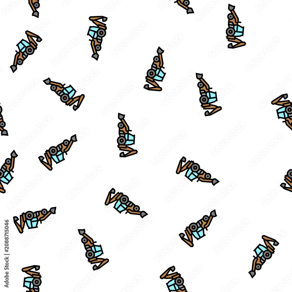 Fototapeta premium backhoe construction car vehicle vector seamless pattern backhoe construction car vehicle sign illustration