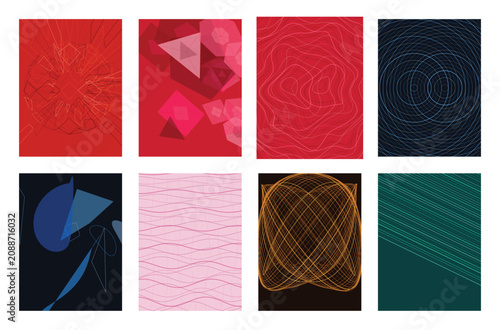 Geometric patterns, abstract backgrounds, colorful squares, texture designs, vector set