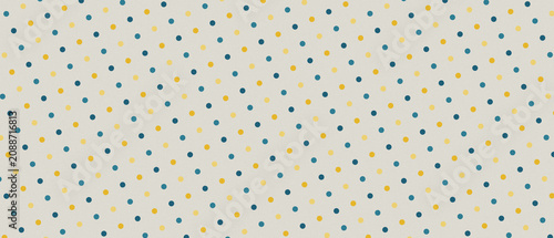 Mid-Century Modern Teal and Mustard Yellow Dot Pattern on Grey