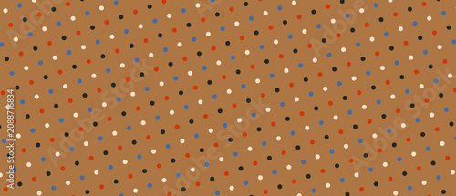 Retro Colorful Polka Dot Seamless Pattern on Earthy Brown Background