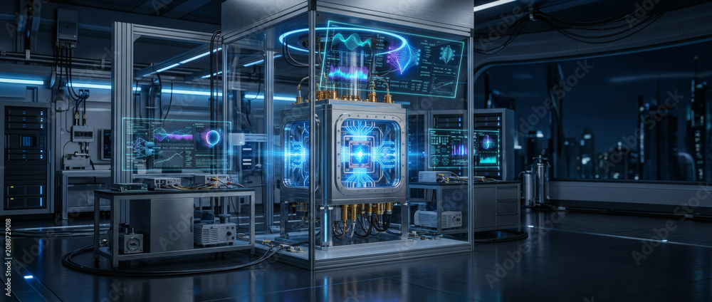Fototapeta premium Futuristic Quantum Computing Technology Concept with Advanced AI Systems