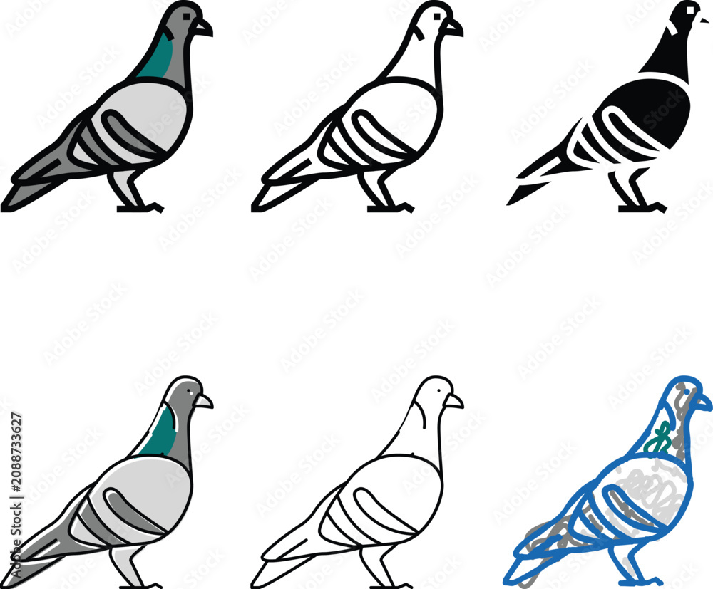 Fototapeta premium variety pigeon bird color icon vector. pigeon bird sign. isolated symbol