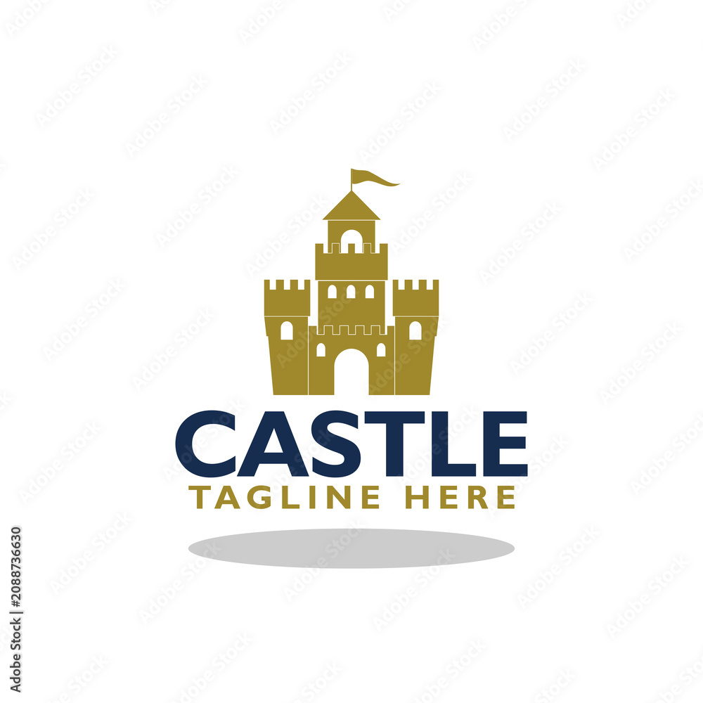 Obraz premium Castle logo icon with shadow