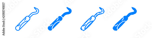 Slika na platnu Set of four blue hand-drawn dental scaler icons in various sketchy styles, ideal for oral hygiene and dentistry themes