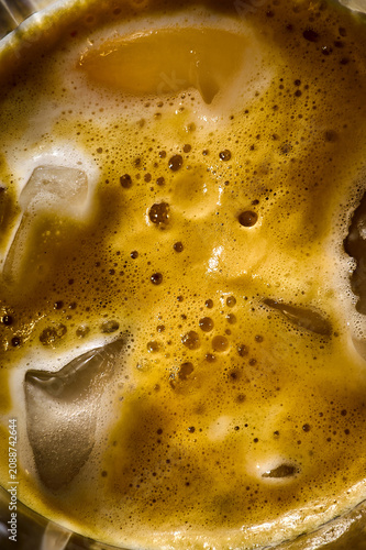 Macro Close Up of Creamy Iced Coffee