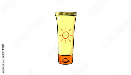 Sunscreen Tube Illustration for UV Protection and Skin Care