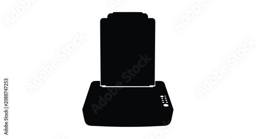Tableau sur toile Flip phone silhouette against a white background