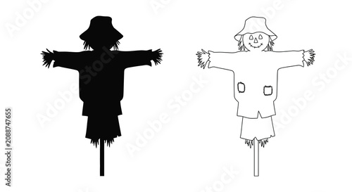 Tableau sur toile Scarecrow Representation In Black Silhouette effigy strawman