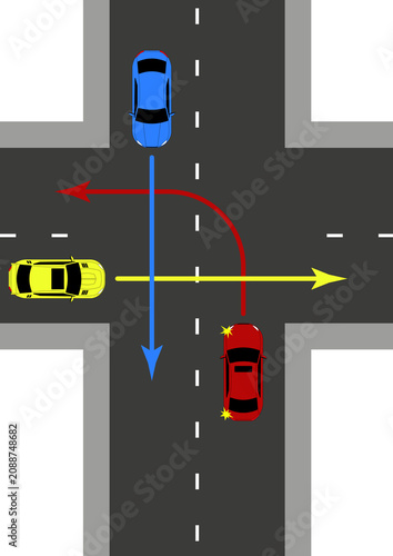 Illustration for theory test in driving school. Transparent background