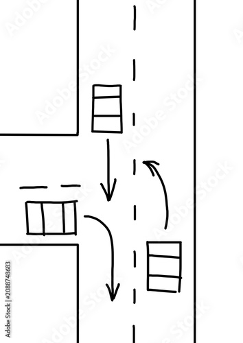 Illustration for theory test in driving school. Transparent background