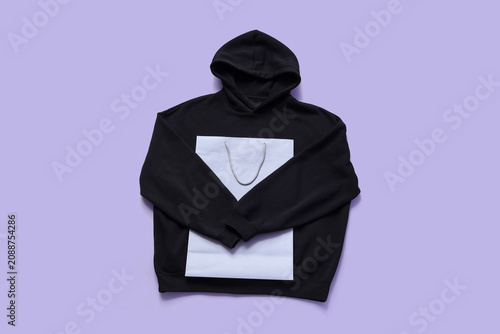 Black hoodie with shopping ...