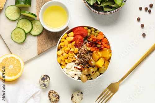 Bowl with healthy quinoa sa...