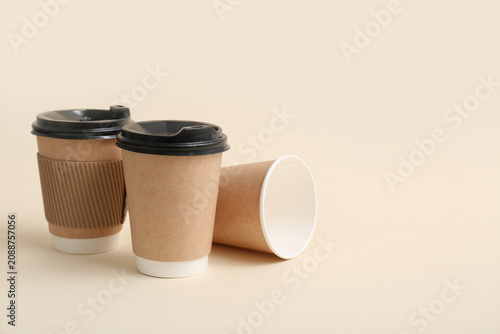 Disposable cups of coffee o...