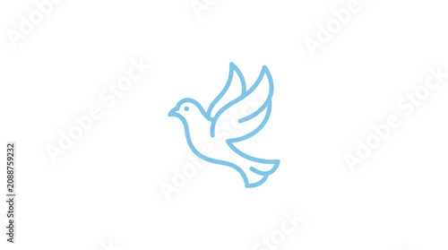Light blue line art dove bird logo.