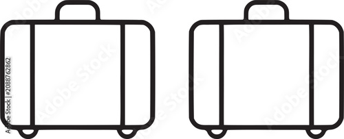 Foto Modern travel luggage line art icon vector illustration showing identical suitca