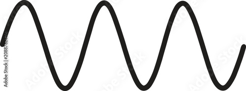 Black wavy line icon representing a continuous sine wave pattern on a white background, perfect for graphic design elements and abstract concepts
