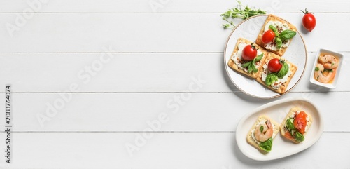 Assorted crackers with crea...