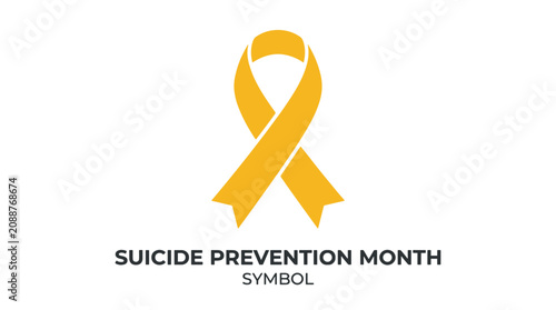 Yellow ribbon symbol representing awareness and support for suicide prevention month