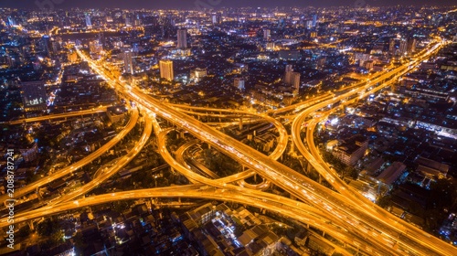 Expressway top view, Road traffic an important infrastructure, car traffic tr...