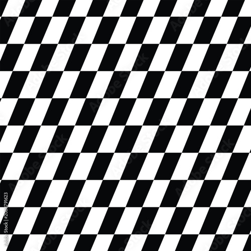 Tableau sur toile Black and white checkered pattern background with diagonal squares  racing flag