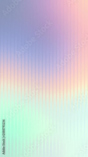 Abstract holographic motion background with vertical lines. Flow of refracted light. Iridescent liquid gradient in soft yellow, peach, turquoise, lilac, blue, pink, pale green. Pastel rainbow backdrop