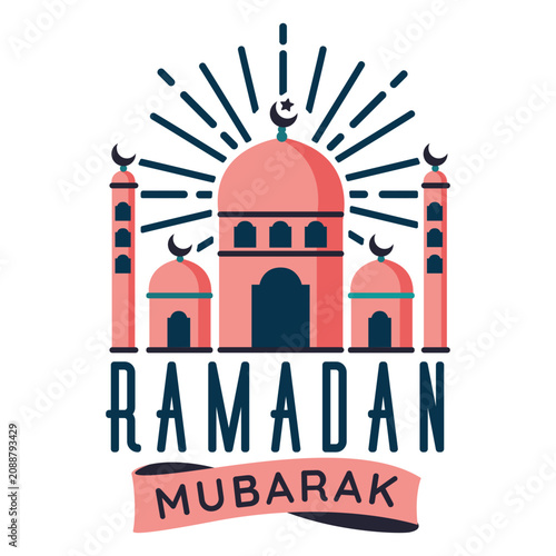 Canvas Print Ramadan mubarak mosque crescent star half moon badge sticker