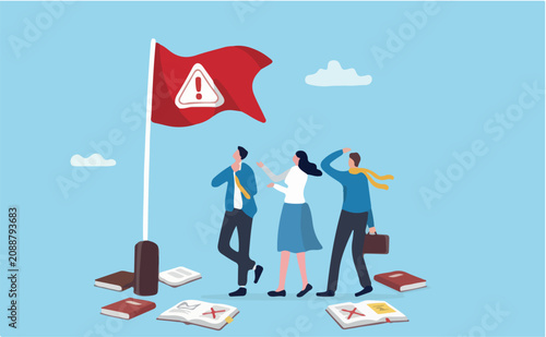 Obraz na plátně Red flag warning, something wrong, false or mistaken indicator, alarm or alert t