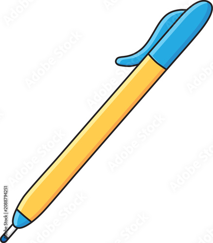Yellow blue ballpoint pen