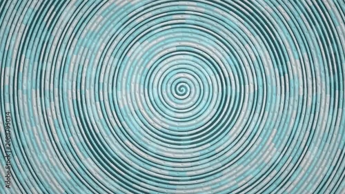 Circular Spiral Mosaic Closeup Creating Mesmerizing Pattern in Turquoise Tones