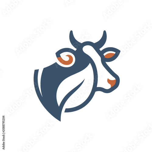 Cow Head Logo Design Element.