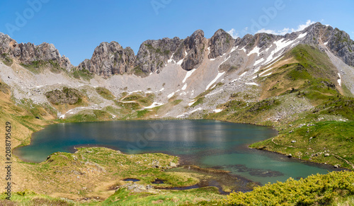 Ibon de Acherito lake in the Hecho Valley, Anso,  Jacetania region, Western Valleys Natural Park, Huesca, Aragon, Spain