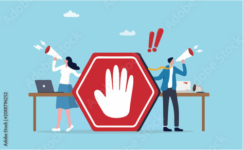 Vászonkép Forbidden warning, prohibition, don't do or stop rule, false or restriction, dan