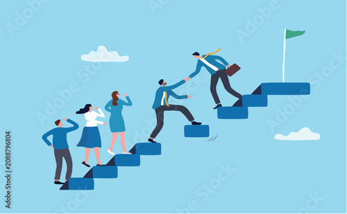 Bild auf Leinwand Team support help success, teamwork progress and success together, company growt