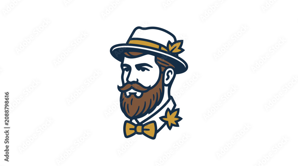Obraz premium Gentleman with Hat and Bowtie, Vintage Style Illustration