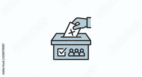 Hand casting vote into ballot box, election icon