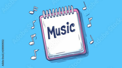 Musical notes and notepad illustration
