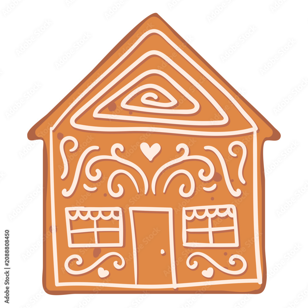 Fototapeta premium Cookie gingerbread house flat