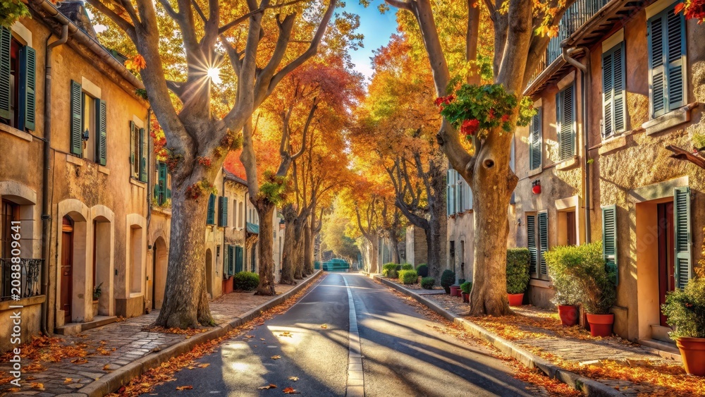 Naklejka premium Street in provence during the fall